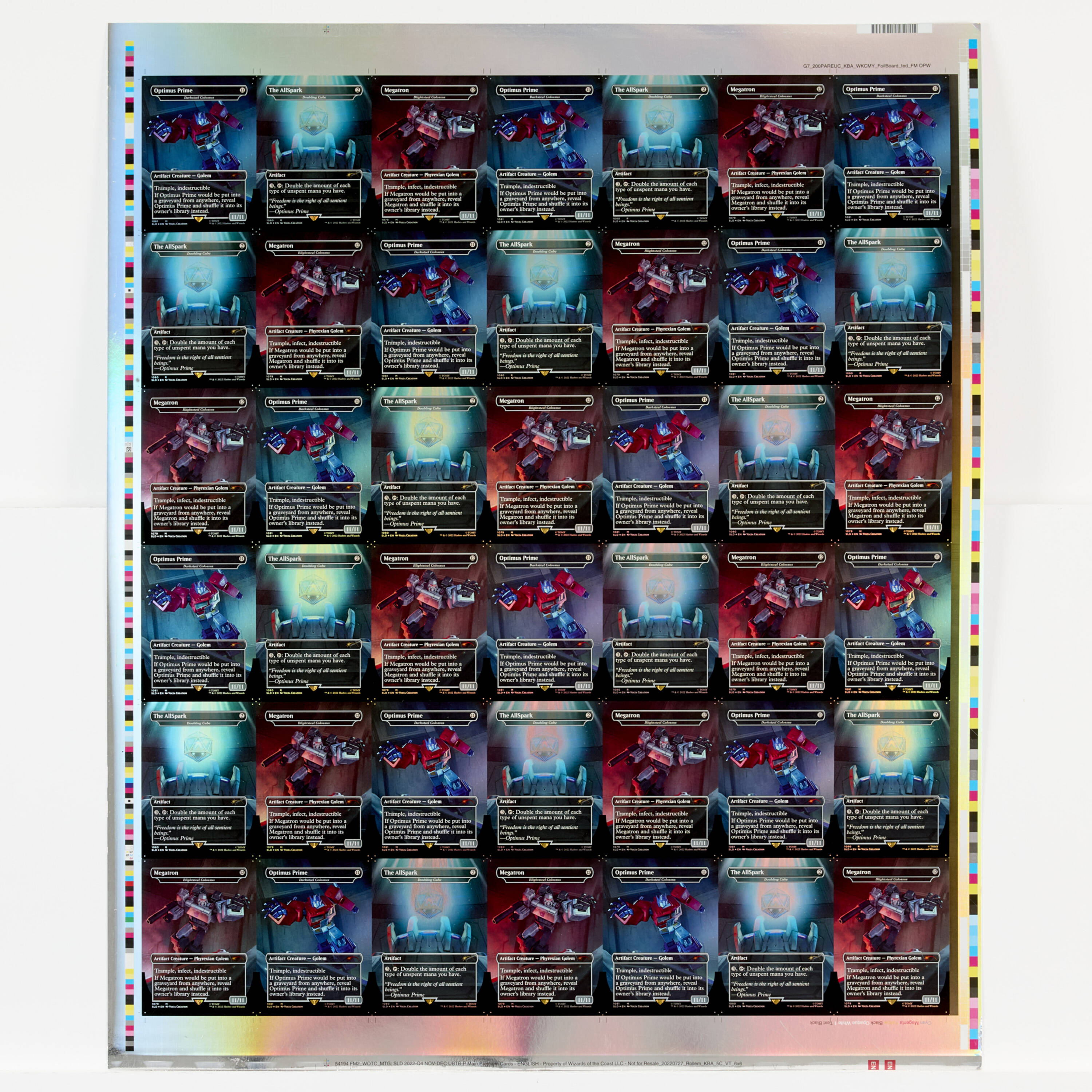 Magic the Gathering - Uncut Sheet: Secret Lair Drop: Transformers - Optimus Prime vs Megatron Borderless Mythic Rare (non-foil)